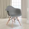 Flash Furniture Alonza Series White Plastic Chair with Wooden Legs(Moss Gray)