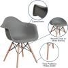 Flash Furniture Alonza Series White Plastic Chair with Wooden Legs(Moss Gray)