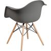 Flash Furniture Alonza Series White Plastic Chair with Wooden Legs(Moss Gray)
