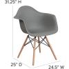 Flash Furniture Alonza Series White Plastic Chair with Wooden Legs(Moss Gray)