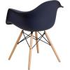 Flash Furniture Alonza Series White Plastic Chair with Wooden Legs(Navy)