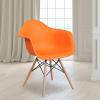 Flash Furniture Alonza Series White Plastic Chair with Wooden Legs(Orange)