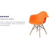 Flash Furniture Alonza Series White Plastic Chair with Wooden Legs(Orange)