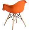 Flash Furniture Alonza Series White Plastic Chair with Wooden Legs(Orange)