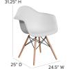 Flash Furniture Alonza Series White Plastic Chair with Wooden Legs(White)