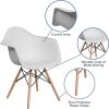 Flash Furniture Alonza Series White Plastic Chair with Wooden Legs(White)
