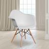 Flash Furniture Alonza Series White Plastic Chair with Wooden Legs(White)