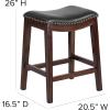 Flash Furniture Alphus 26” High Backless Cappuccino Wood Counter Height Stool with Black LeatherSoft Saddle Seat(Cappuccino)