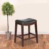 Flash Furniture Alphus 26” High Backless Cappuccino Wood Counter Height Stool with Black LeatherSoft Saddle Seat(Cappuccino)