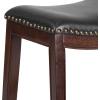 Flash Furniture Alphus 26” High Backless Cappuccino Wood Counter Height Stool with Black LeatherSoft Saddle Seat(Cappuccino)
