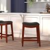 Flash Furniture Alphus 26” High Backless Cappuccino Wood Counter Height Stool with Black LeatherSoft Saddle Seat(Light Cherry)