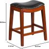 Flash Furniture Alphus 26” High Backless Cappuccino Wood Counter Height Stool with Black LeatherSoft Saddle Seat(Light Cherry)