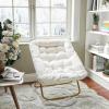 Flash Furniture Archer Saucer Chair with Folding Steel Frame, Portable Oversized Saucer Chair, for Dorm or Bedroom, 28″, Dusty Aqua Faux Fur/Soft Gold Frame(Ivory Faux Shearling Fabric/Soft Gold Frame)