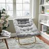 Flash Furniture Archer Saucer Chair with Folding Steel Frame, Portable Oversized Saucer Chair, for Dorm or Bedroom, 28″, Dusty Aqua Faux Fur/Soft Gold Frame(Gray Fabric/Soft Gold Frame)
