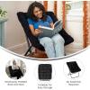 Flash Furniture Archer Saucer Chair with Folding Steel Frame, Portable Oversized Saucer Chair, for Dorm or Bedroom, 28″, Dusty Aqua Faux Fur/Soft Gold Frame(Black Fabric/Black Frame)