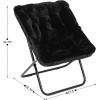 Flash Furniture Archer Saucer Chair with Folding Steel Frame, Portable Oversized Saucer Chair, for Dorm or Bedroom, 28″, Dusty Aqua Faux Fur/Soft Gold Frame(Black Fabric/Black Frame)