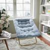 Flash Furniture Archer Saucer Chair with Folding Steel Frame, Portable Oversized Saucer Chair, for Dorm or Bedroom, 28″, Dusty Aqua Faux Fur/Soft Gold Frame(Aqua Fabric/Soft Gold Frame)