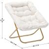 Flash Furniture Archer Saucer Chair with Folding Steel Frame, Portable Oversized Saucer Chair, for Dorm or Bedroom, 28″, Dusty Aqua Faux Fur/Soft Gold Frame(Ivory Faux Shearling Fabric/Soft Gold Frame)