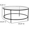 Flash Furniture Astoria Collection Round Coffee Table – Modern Clear Glass Coffee Table – Matte Gold Frame(Clear Top/Matte Black Frame)