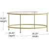Flash Furniture Astoria Collection Round Coffee Table – Modern Clear Glass Coffee Table – Matte Gold Frame(Clear/Brushed Gold)