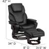 Flash Furniture Austin Contemporary Multi-Position Recliner and Ottoman with Swivel Mahogany Wood Base in Black LeatherSoft(Black Leathersoft)