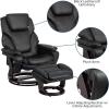 Flash Furniture Austin Contemporary Multi-Position Recliner and Ottoman with Swivel Mahogany Wood Base in Black LeatherSoft(Black Leathersoft)