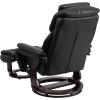 Flash Furniture Austin Contemporary Multi-Position Recliner and Ottoman with Swivel Mahogany Wood Base in Black LeatherSoft(Black Leathersoft)