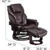 Flash Furniture Austin Contemporary Multi-Position Recliner and Ottoman with Swivel Mahogany Wood Base in Black LeatherSoft(Brown Leathersoft)