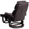 Flash Furniture Austin Contemporary Multi-Position Recliner and Ottoman with Swivel Mahogany Wood Base in Black LeatherSoft(Brown Leathersoft)