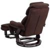 Flash Furniture Austin Contemporary Multi-Position Recliner and Ottoman with Swivel Mahogany Wood Base in Black LeatherSoft(Brown Microfiber)