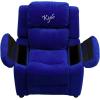 Flash Furniture BT-7985-KID-MIC-BLUE-EMB-GG: Personalized Deluxe Padded Blue Microfiber Kids Recliner with Storage Arms
