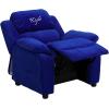Flash Furniture BT-7985-KID-MIC-BLUE-EMB-GG: Personalized Deluxe Padded Blue Microfiber Kids Recliner with Storage Arms