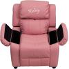 Flash Furniture BT-7985-KID-PINK-EMB-GG: Personalized Deluxe Padded Pink Vinyl Kids Recliner with Storage Arms