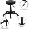 Flash Furniture Baker Black Adjustable Doctors Stool on Wheels with Ergonomic Molded Seat