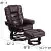 Flash Furniture Bali Contemporary Multi-Position LeatherSoft Recliner Chair with Ottoman, 360-Degree Swivel Recliner Chair/Ottoman Set, Beige(Brown)