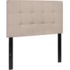 Flash Furniture Bedford Box Stitch Tufted Upholstered Twin Size Headboard in Black Fabric(Beige)