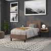 Flash Furniture Bedford Box Stitch Tufted Upholstered Twin Size Headboard in Black Fabric(Camel)