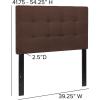 Flash Furniture Bedford Box Stitch Tufted Upholstered Twin Size Headboard in Black Fabric(Dark Brown)