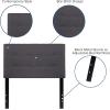 Flash Furniture Bedford Box Stitch Tufted Upholstered Twin Size Headboard in Black Fabric(Dark Gray)