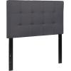Flash Furniture Bedford Box Stitch Tufted Upholstered Twin Size Headboard in Black Fabric(Dark Gray)
