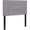 Flash Furniture Bedford Box Stitch Tufted Upholstered Twin Size Headboard in Black Fabric(Light Gray)