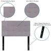 Flash Furniture Bedford Box Stitch Tufted Upholstered Twin Size Headboard in Black Fabric(Light Gray)