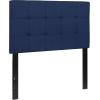 Flash Furniture Bedford Box Stitch Tufted Upholstered Twin Size Headboard in Black Fabric(Navy)