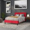 Flash Furniture Bedford Box Stitch Tufted Upholstered Twin Size Headboard in Black Fabric(Red)