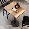 Flash Furniture Bennett 24″ x 30″ Solid Wood Commercial Indoor Tabletop in Dark Brown with 18″ Round Bar Height Black Cast Iron Base, 300 lb. Static Capacity(Natural Top/Black Base)