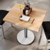 Flash Furniture Bennett 24″ x 30″ Solid Wood Commercial Indoor Tabletop in Dark Brown with 18″ Round Dining Height Black Cast Iron Base, 300 lb. Static Capacity(Natural Top/Silver Base)