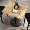 Flash Furniture Bennett 24″ x 30″ Solid Wood Commercial Indoor Tabletop in Dark Brown with 18″ Round Dining Height Black Cast Iron Base, 300 lb. Static Capacity(Natural Top/Black Base)