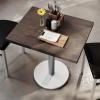 Flash Furniture Bennett 24″ x 30″ Solid Wood Commercial Indoor Tabletop in Dark Brown with 18″ Round Dining Height Black Cast Iron Base, 300 lb. Static Capacity(Dark Brown Top/Silver Base)