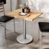 Flash Furniture Bennett 24″ x 30″ Solid Wood Commercial Indoor Tabletop in Dark Brown with 18″ Round Dining Height Black Cast Iron Base, 300 lb. Static Capacity(Natural Top/Silver Base)