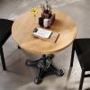 Flash Furniture Bennett 30″ Round Solid Wood Commercial Indoor Tabletop in Dark Brown with 22.75″ Rust-Resistant Black Cast Iron Bistro Base, 200 lb. Static Capacity(Natural Top/Black Base)